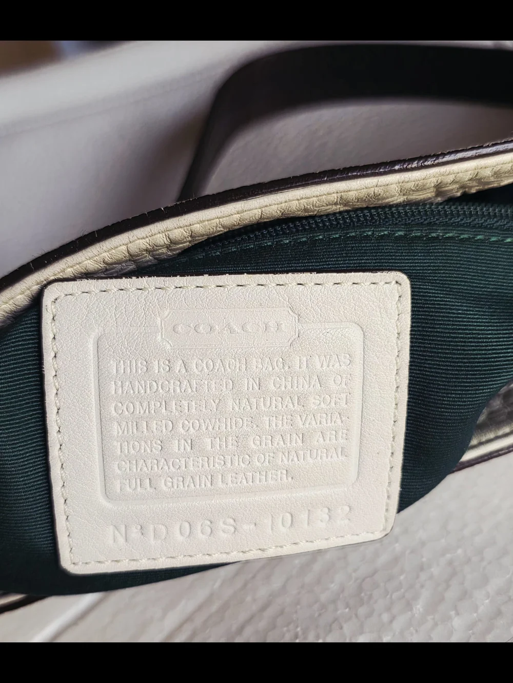 Coach White Pebbled Leather Shoulder Bag with Front Pocket